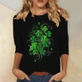 thumbnail image 1 of BLTIBY Womens St. Patrick's Day Sweatshirts 3/4 Sleeve Round Neck Lucky Shamrock Printed Irish Shirt Ireland Fashion Casual Pullover Top 2025 Green 2 S, 1 of 5