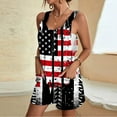 thumbnail image 1 of BLTIBY Womens Summer Suspender Shorts Overalls Independence Day Patriotic Printed Romper with Pockets 2025 Trendy Versatile Playsuit White 3XL, 1 of 5