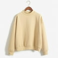 thumbnail image 1 of BLTIBY Womens Sweatshirts Spring Fall Solid Colour Round Neck Long Sleeve Pullover 2025 Fashion Casual Tops Blouse Beige S, 1 of 5