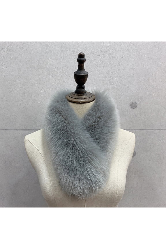 Womens Synthetic Fur Scarf Stoles Faux Fox Fur Scarf with Clip Solid Color Comfortable Gray One Size