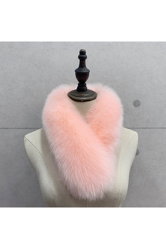 Womens Synthetic Fur Scarf Stoles Faux Fox Fur Scarf with Clip Solid Color Comfortable Pink One Size