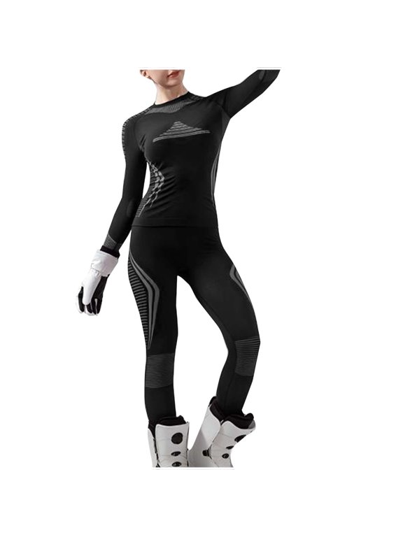 Womens Thermal Underwear Long Johns Ski Snow Base Layer Athletic Top & Bottom for Cold Weather Gray L