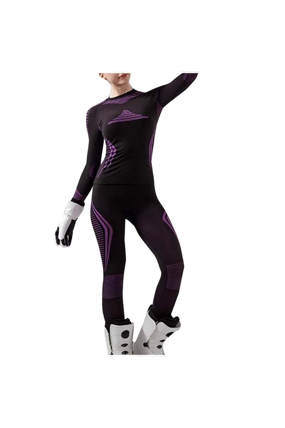 Womens Thermal Underwear Long Johns Ski Snow Base Layer Athletic Top & Bottom for Cold Weather Purple XL