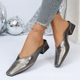 thumbnail image 1 of BLTIBY Womens V Cut Mules Shoes Pointed Toe Low Block Heel Dressy Slip On Work Shoes for Business Comfort Casual Slides Backless Loafers Rose Gold 39, 1 of 9