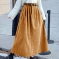 thumbnail image 1 of BLTIBY Womens Vintage Corduroy Midi Skirts High Waist Pleated A Line Skirt Winter Casual Skirts with Belt Khaki S, 1 of 7