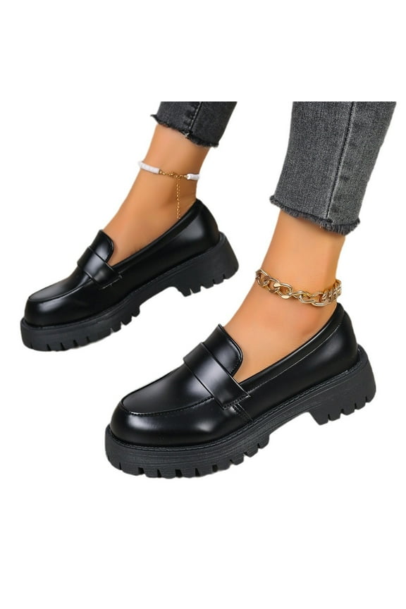 Womens Vintage Oxford Shoes Platform Round Toe Patent Leather Brogues Casual Oxfords for Girls Ladies Women Loafer Black 40