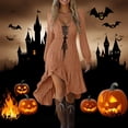 thumbnail image 1 of BLTIBY Womens Western Cowgirl Mini Dress Long Sleeve Deep V Neck Drawstring Vintage Gothic Dresses Ruffled Halloween Fashion Outfits Coffee XL, 1 of 8