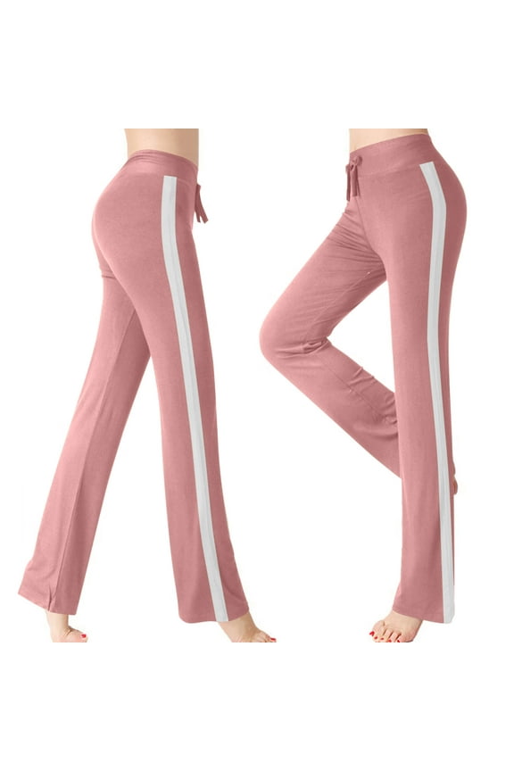 Womens Wide Leg Yoga Leggings Drawstring Elastic High Waist Gym Sports Tights Pants Workout Casual Slim Trousers Watermelon Red 3XL