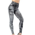thumbnail image 1 of BLTIBY Womens Yoga Pants Faux Denim Bottom Skinny Leggings Work Office Slim Fit Fashion Casual Tummy Control Exercise Pant Gray XXL, 1 of 4