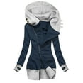 thumbnail image 1 of BLTIBY Womens Zip Hoodies Jacket Sweatshirts Fall High Neck Solid Fashion Warm Outfit Sweaters Comfortable Winter Coat Clothes with Pockets Navy M, 1 of 2