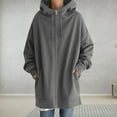 thumbnail image 1 of BLTIBY Womens Zip Jacket Sweatshirts Fall Winter Solid Color Drawstring Fashion Warm Outfit Sweaters Comfortable Coats Clothes with Pockets Gray M, 1 of 9
