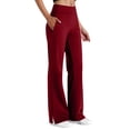 thumbnail image 1 of BLTIBY Yoga Pants for Women with Pockets Side Slit Bootcut Yoga Dress Trousers High Waisted Casual Loose Lounge Pant Wine XXL, 1 of 5