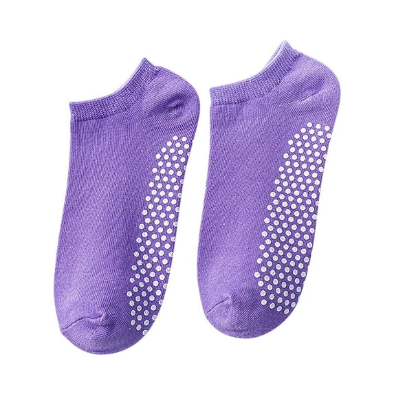 BLTIBY Yoga Socks for Women Non Slip Grip Sock Pilates Barre Ballet Bikram Workout for Women Men Sport Socks Purple Free Size