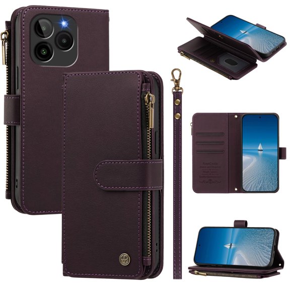 BLU Bold K10 Zipper Wallet Case with Card Holder, Purple