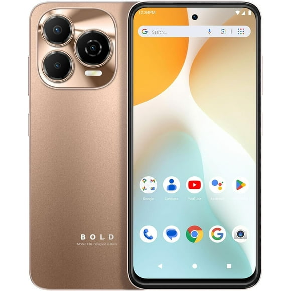 BLU Bold K20 | GSM Unlocked | 6.7 HD+ Display | 256/4GB | Triple 50MP | NEW (Gold)