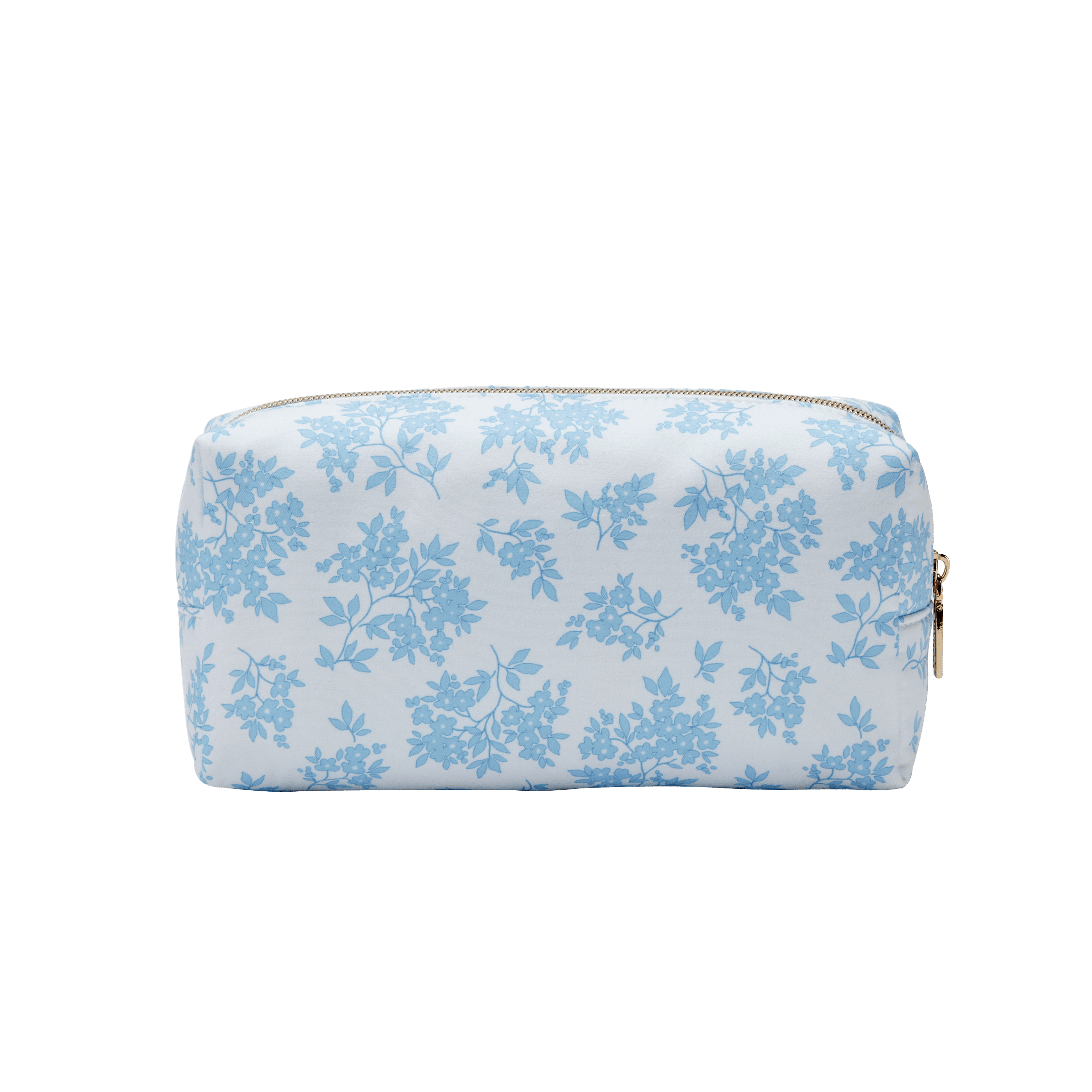 Conair Blue Floral Loaf Organizer, Travel-Ready Beauty Bag with Gold-Tone Hardware
