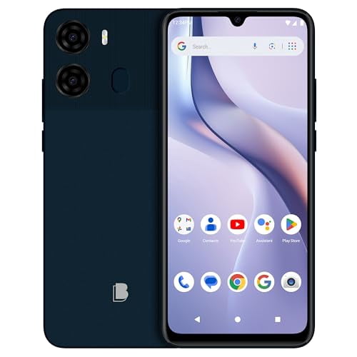 BLU K2 | Unlocked | 6.88” HD+ Display | 13MP Main Camera + 8MP Selfie Camera | 64GB | 5,000mAh Battery | Android 15 | US Version | US Warranty | Black-Blue