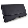 thumbnail image 1 of BLU R1 Plus Case, Premium Leather Pouch Holster Belt Case w/ Clip / Loops for BLU R1 Plus (Size Fits Phone w/ a Slim Case on), Black, 1 of 4