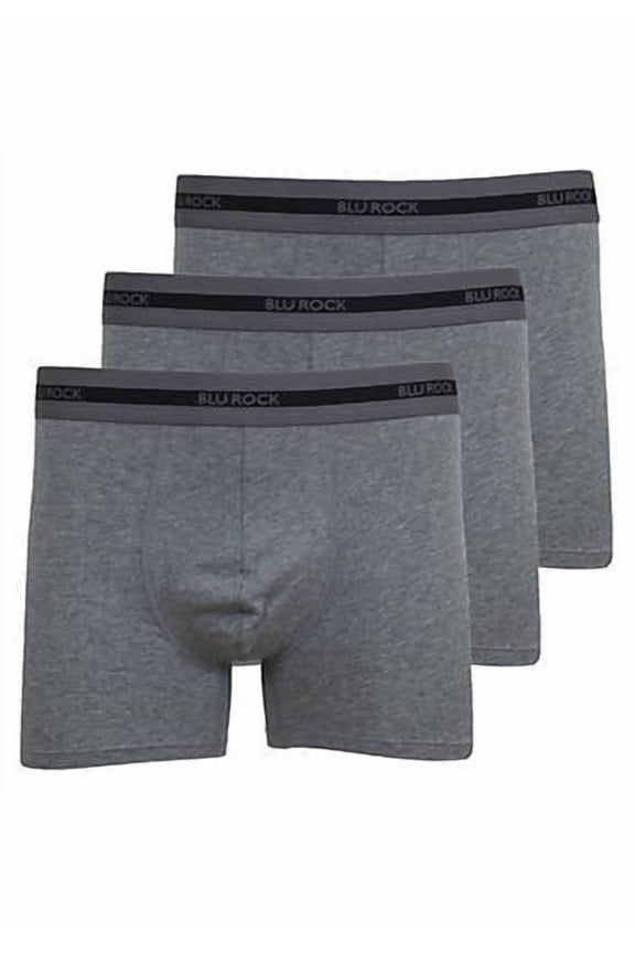 MEN'S COTTON FLEX STRETCH BOXER BRIEFS-3 PACK, MEDIUM - CHARCOAL