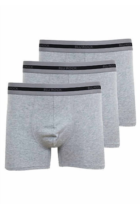 MEN'S COTTON FLEX STRETCH BOXER BRIEFS 3PKS SIZE MEDIUM - HEATHER GRAY