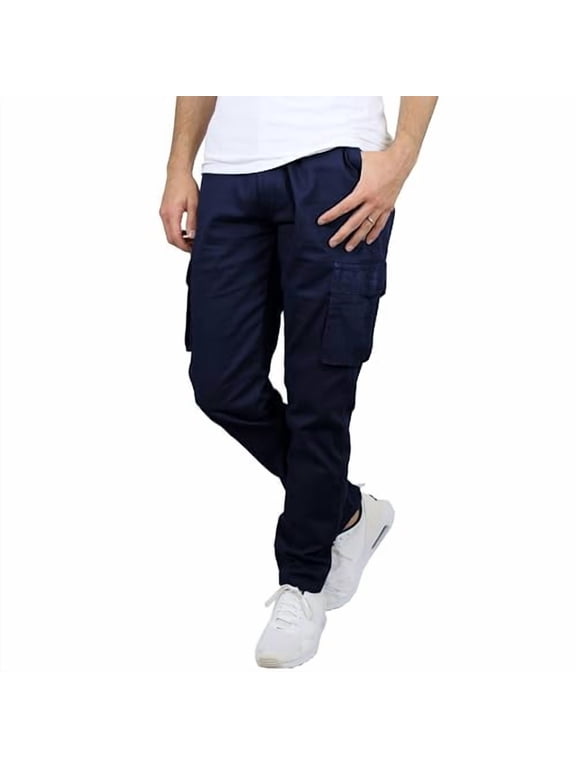 MEN'S FLEX-STRETCH COTTON CARGO PANTS - SIZE: MEN 34 - NAVY