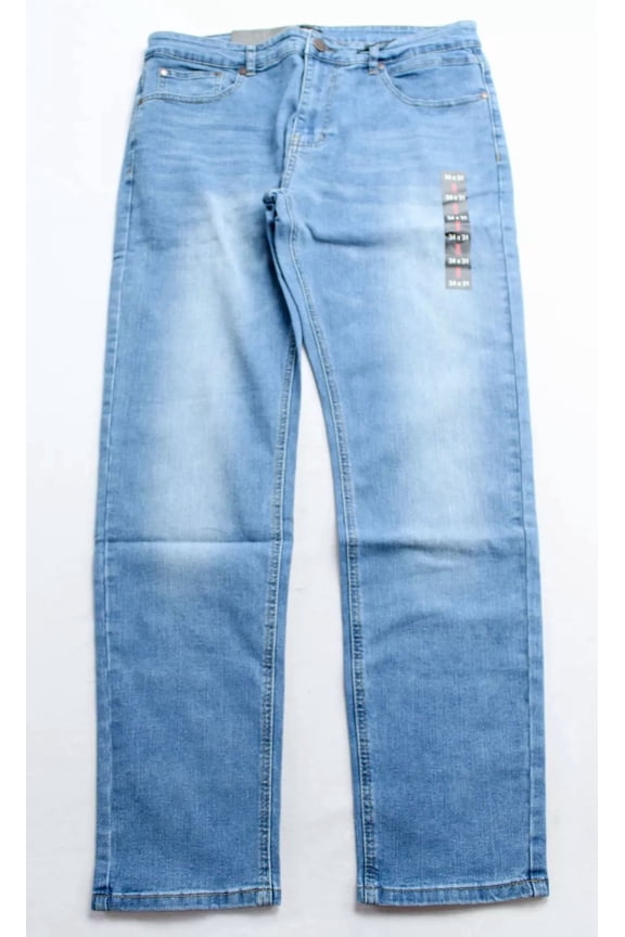 MEN'S FLEX STRETCH SLIM FIT STRAIGHT JEANS - MEN 34X31 - LIGHT BLUE
