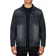 BLU ROCK MENS REGULAR-FIT CLASSIC DENIM JACKET - SIZE M - BLACK