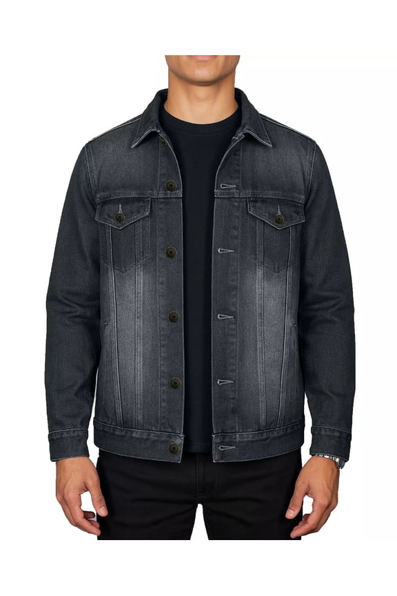 MEN'S REGULAR-FIT CLASSIC DENIM JACKET - SIZE: M - BLACK