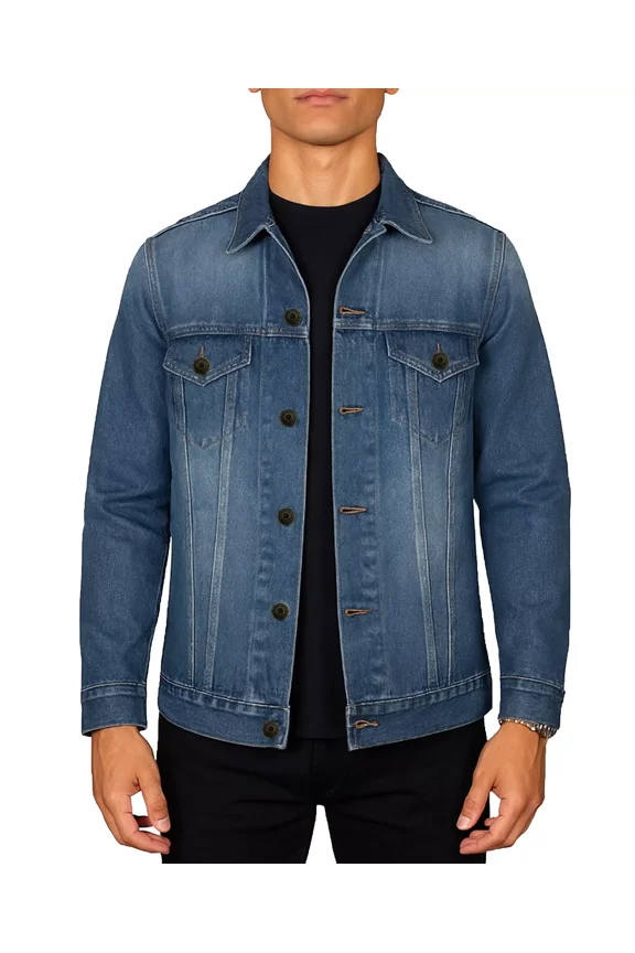 MEN'S REGULAR-FIT CLASSIC DENIM JACKET - SIZE: MEN L - MEDIUM WASH