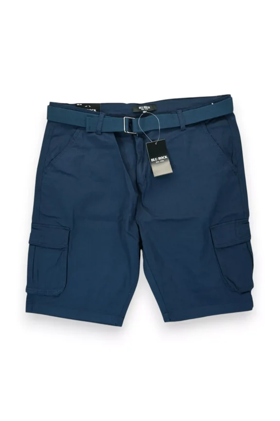 NEW YORK MEN'S FLEX STRETCH BELTED CARGO SHORTS - SIZE: MEN 40 - NAVY