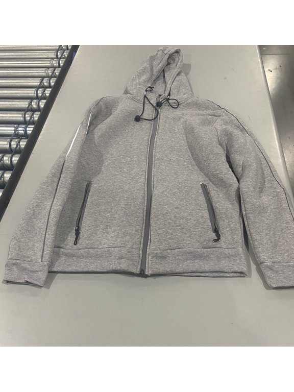 SOFT WARM SHERPA FLEECE LINING ZIP UP - SIZE: S - HEATHER GRAY