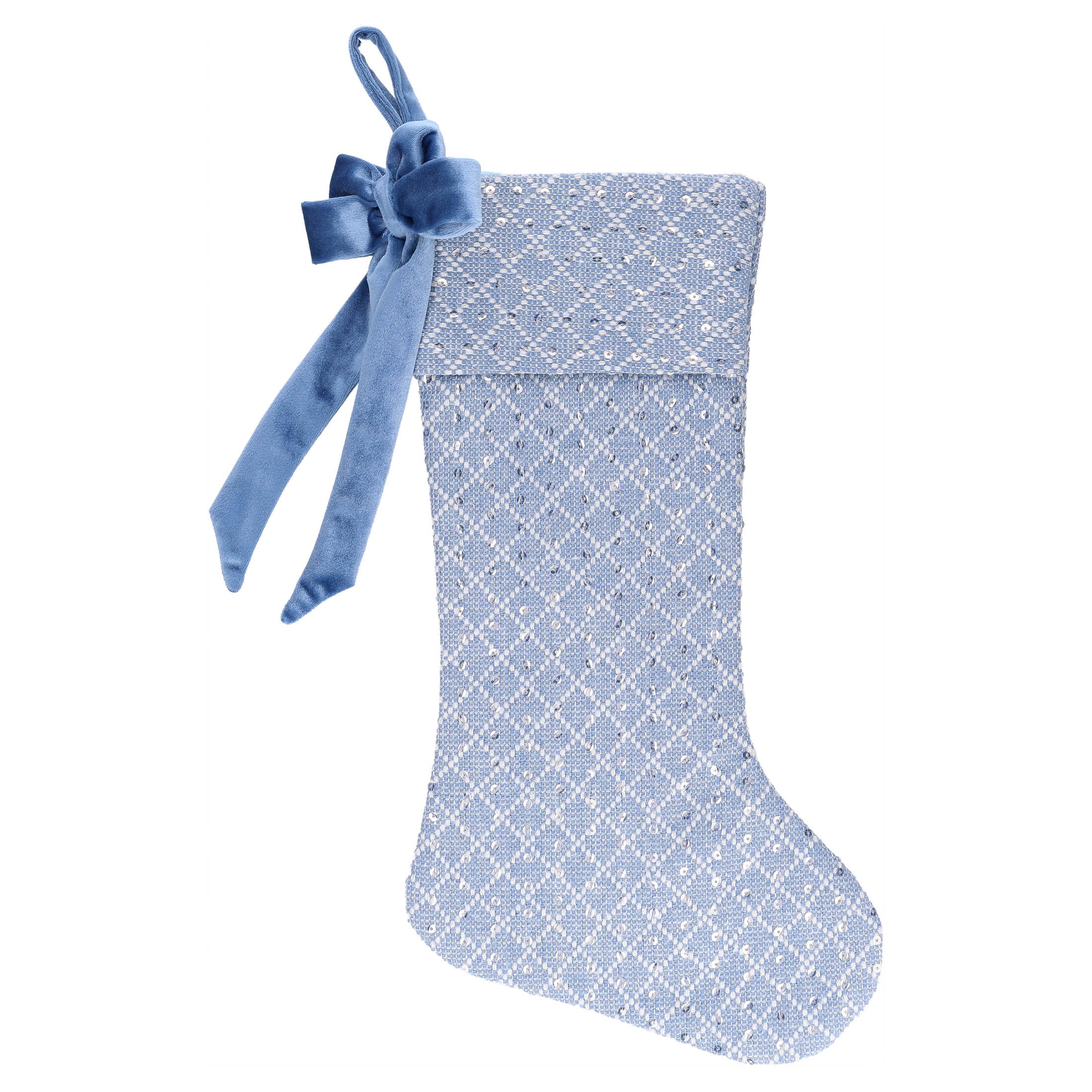 Sequin Christmas Stocking, Blue, 18", by Holiday Time