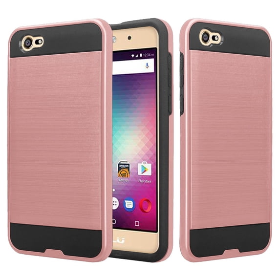 BLU Studio Selfie 3 Case, SOGA Shockproof Absorption Anti-Scratch Brush Texture Slim Armor Protector Cover Compatible for BLU Studio Selfie 3 G110Q Hybrid - Rose Gold