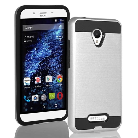 BLU Studio X8 HD case, {NFW} Tough Hybrid + Dual Layer Shockproof Drop Protection Metallic Brushed Case Cover for Studio X8 HD (S530)(VGX silver)