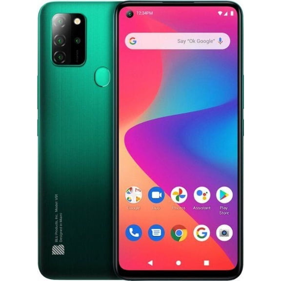 Restored BLU V91 V0650WW 6.5" GSM Unlocked 128GB Dual Sim Android Smartphone - Green