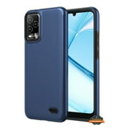 For BLU View 5 Pro 2024 Dual Layer Slim & Tough Hybrid Shockproof Heavy Duty TPU Matte with Textured Rugged Shell Protection Phone Case Cover by Xpression - Blue Navy