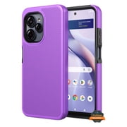 For BLU View Speed Ultra 5G Phone Case Dual Layer Slim & Tough Hybrid Shockproof Heavy Duty TPU Matte with Textured Rugged Shell Protection Cover Purple