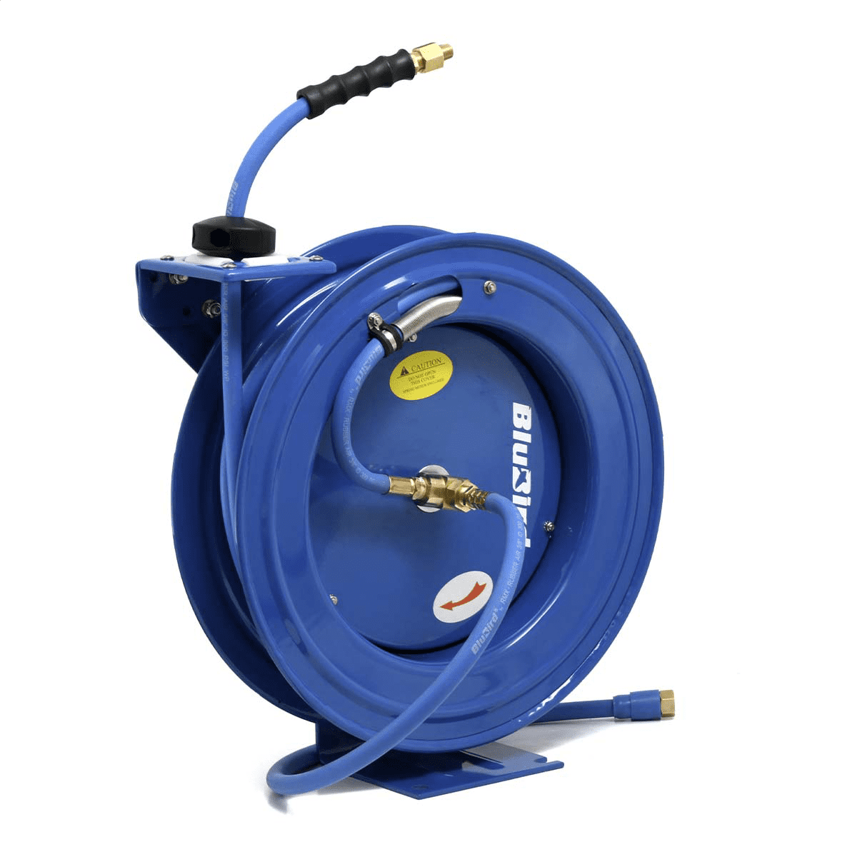 BLUBIRD BBRHD3850 18ga. Retractable Hose Reel with 3/8″ X 50′ Air Hose, 12 Point Ratcheting Gear, Next-Gen Rubber, Lightest, Strongest, Most Flexible, 300 PSI, -50F to 190F Degrees, Polyester Braided Sansujyuku sansujyuku.com