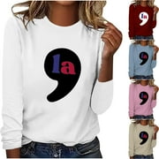 BLUBUKLKUN Comma La Tshirt Kamala Harris Shirt Funny Graphic Print Tops Clearance Autumn Women's Fashionable And Comfortable Personality Loose Print T Shirt