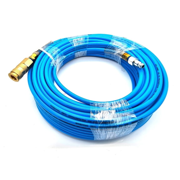 BLUE 100' x 1/4" NPT Orange Air Compressor PU Hose Roofing Framing + Couplers