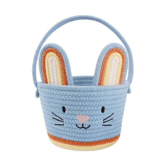 Round Bunny Rope Basket, Multicolor, 8" x 9", Easter by Way To Celebrate