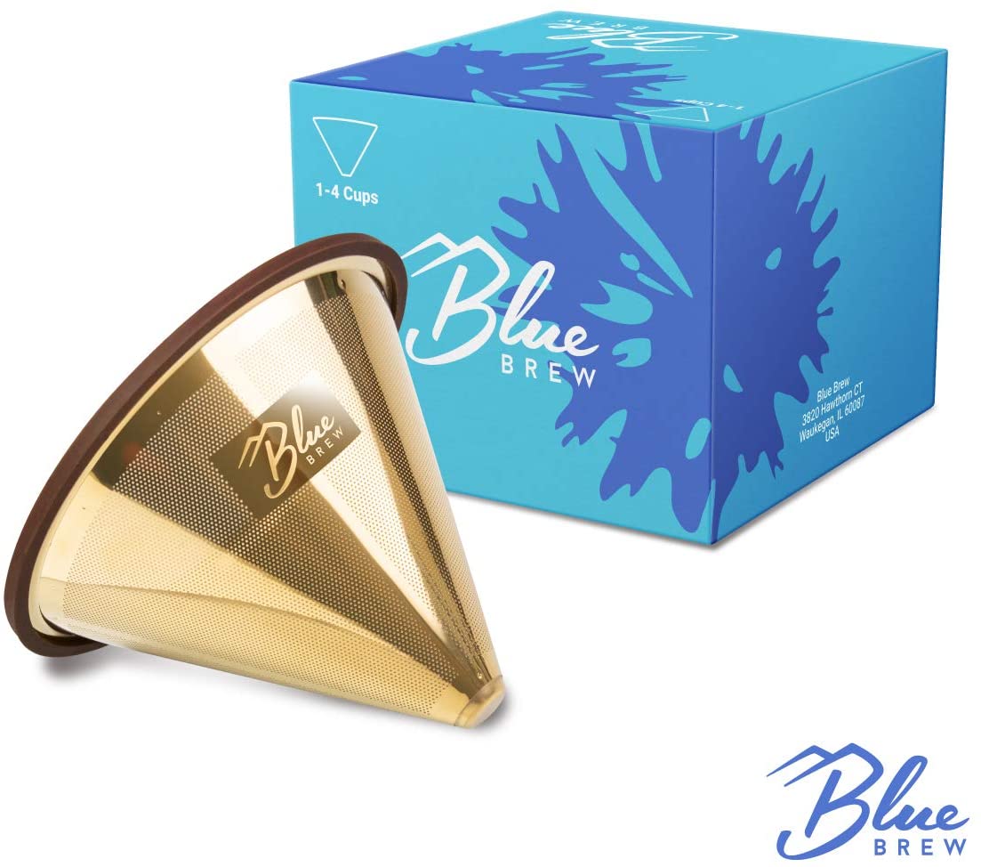 BLUE BREW BB1004 Pour Over Titanium Coffee Filter, Reusable, Chemex