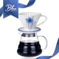 thumbnail image 1 of BLUE BREW Borosilicate Glass Coffee Carafe & Ceramic Pour Over Coffee Dripper for 1 to 2 Cups Kit, 600 ML (20 fl oz) Heat Resistant Glass Coffee Server w/ Size 01 Ceramic Cone Coffee Maker, BB1101, 1 of 7