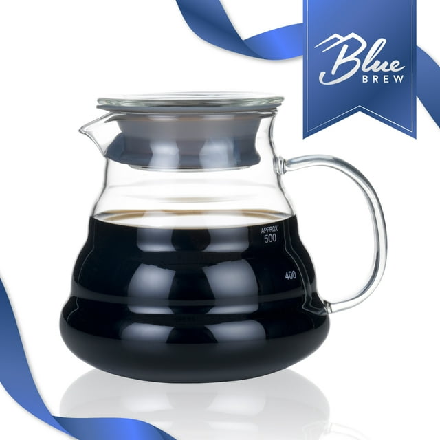 Blue Brew Borosilicate Glass Coffee Server 600 Ml 20 Fl Oz Heat Resistant Glass Construction 0270