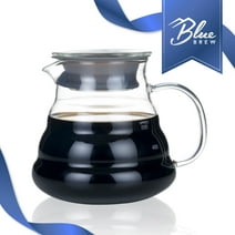 BLUE BREW Borosilicate Glass Coffee Server 600 ML (20 fl oz) Heat Resistant Glass Construction, Superior Heat Resistance, Perfect for Pour Over Coffee Dripper Method (BB1008)