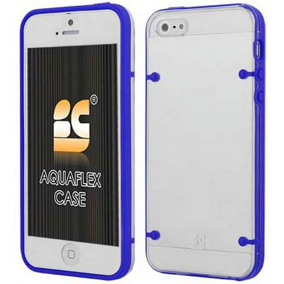 BLUE CLEAR AQUAFLEX HARD CASE SOFT TPU COVER SKIN FOR iPHONE 5 5s SE (2016)