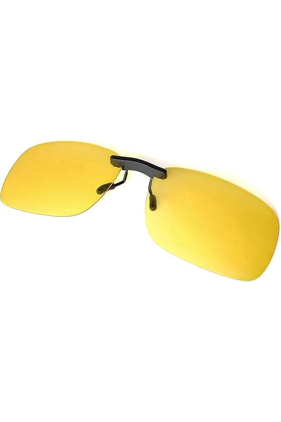 Clip on Polarized Night Vision, Driving Sunglasses UV 400 Blocker To Wear Over Prescription Glasses Yellow, 1 pack