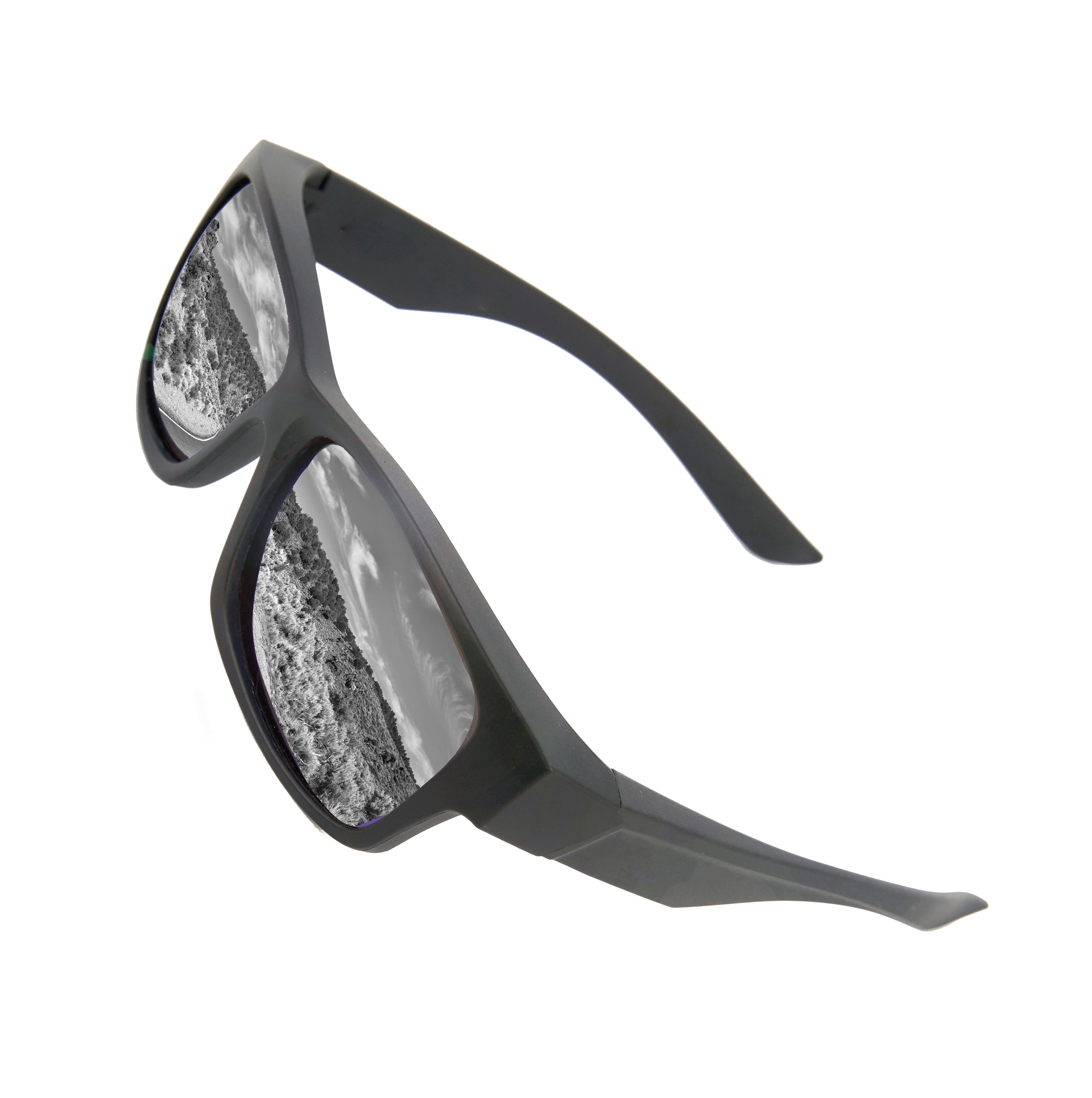 BLUE CUT Polarized Fit over Glasses Unisex Shield Sunglasses with Eyeglass Case, Gray