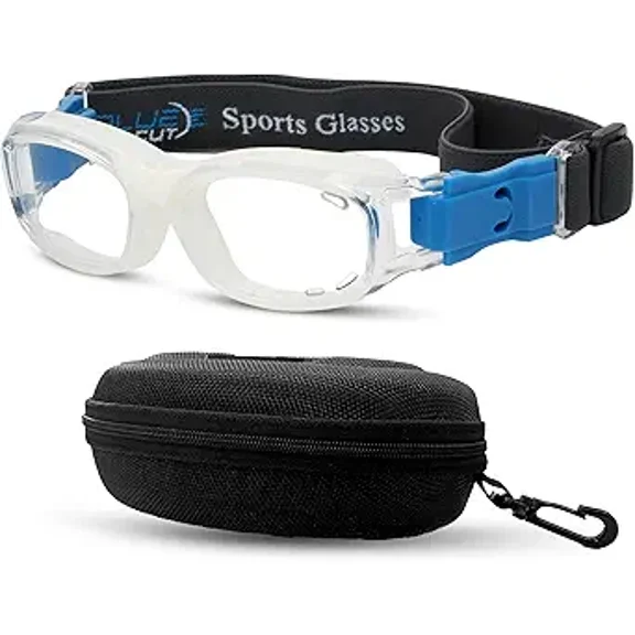 BLUE CUT Youth/Teen Sports Goggles for Basketball Soccer & Pickleball-Protective Eyewear for Boys&Girls, Clear/Blue