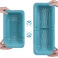 thumbnail image 1 of BLUE GINKGO Adjustable 3-in-1 Sink Colander, Plastic Strainer Basket | Teal, 1 of 6